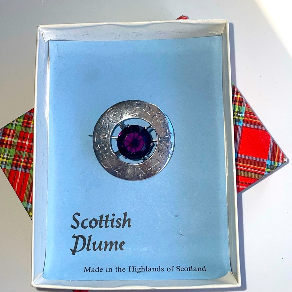 Sterling silver and amethyst Scottish brooch